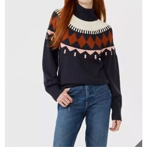 New Free Assembly Sweater Fair Isle Blue Chunky Sweater Cotton Wool Size 2XL XXL